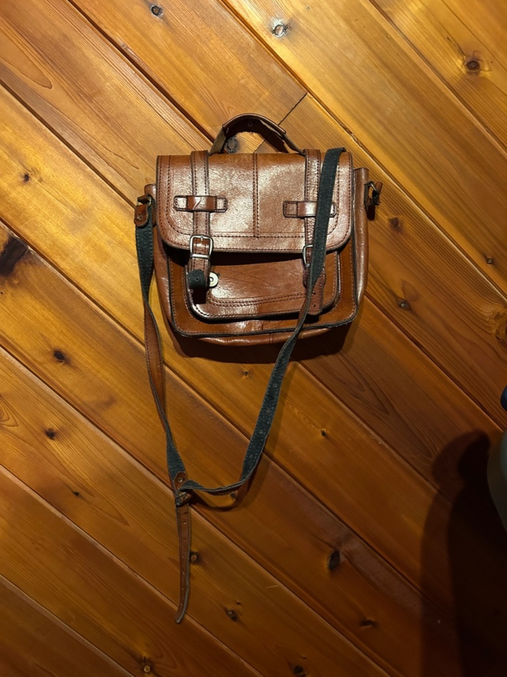 Classic Brown Leather Crossbody Satchel Bag